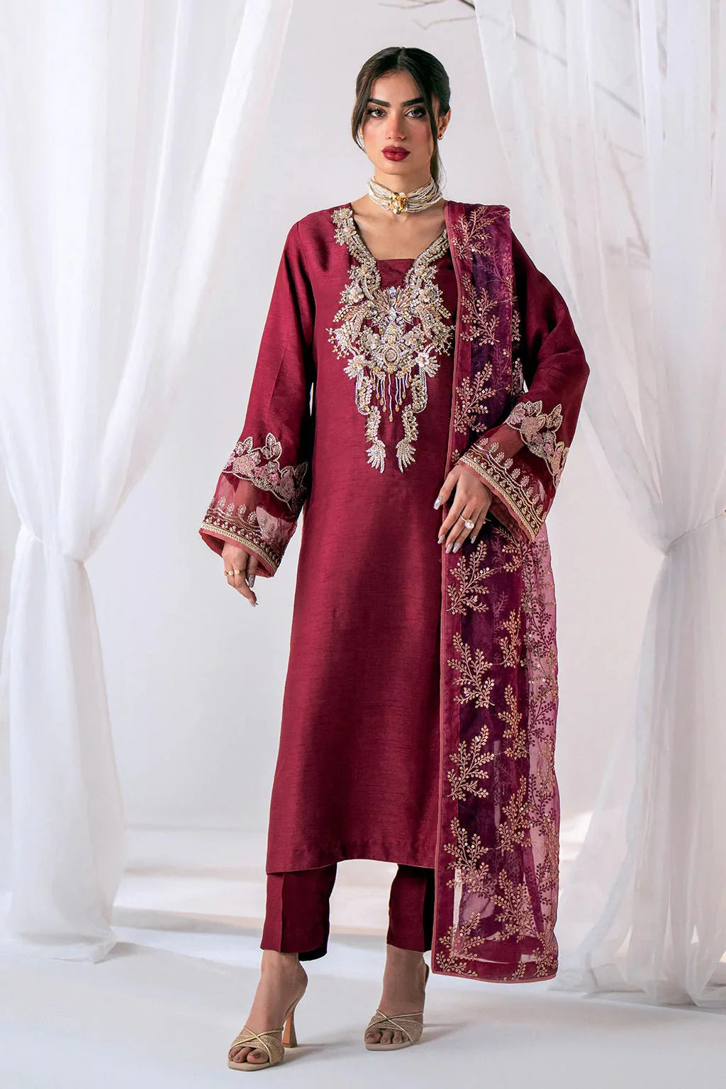 Ajr Couture | Luxe Pret Eid Drop | Scarlet - Official AJR Couture - Agha Fabrics UK