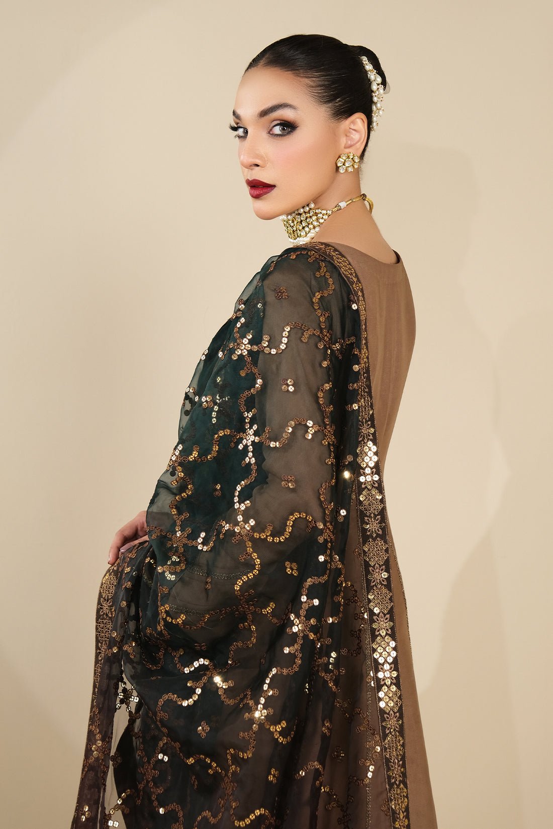 Alizeh | Formals Collection | Rose Beige Dress 3 piece - RTW1017