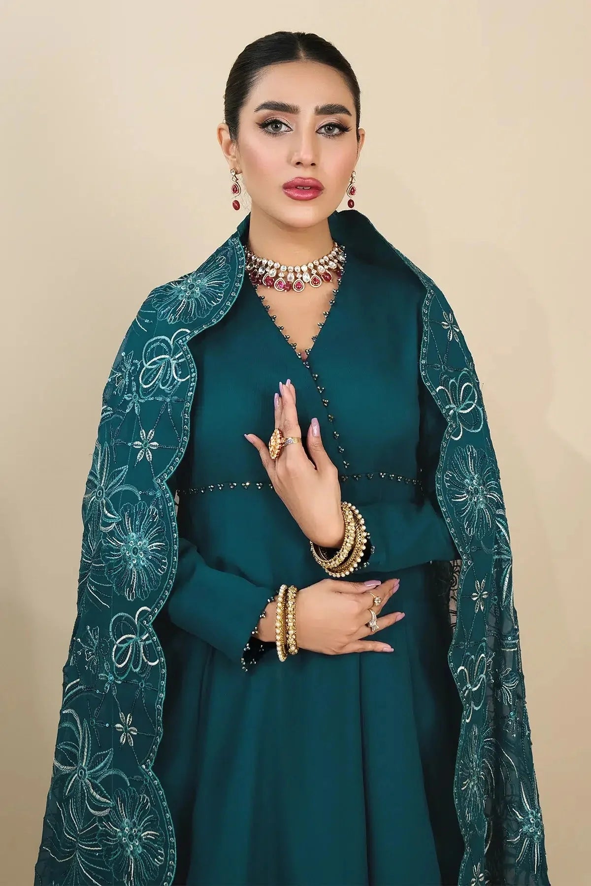 Alizeh | Formals Collection | Sea Green Peplum 3 piece - RTW1015