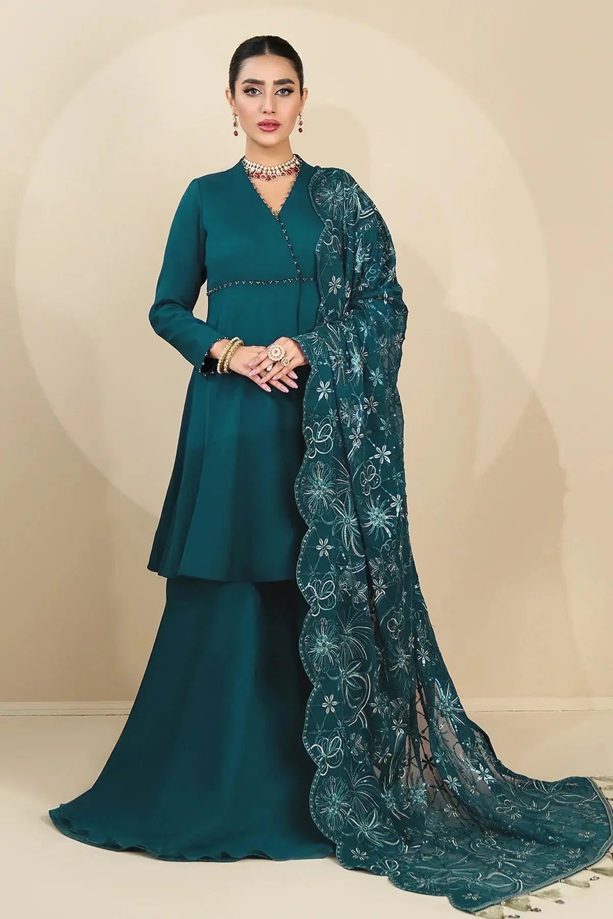 Alizeh | Formals Collection | Sea Green Peplum 3 piece - RTW1015