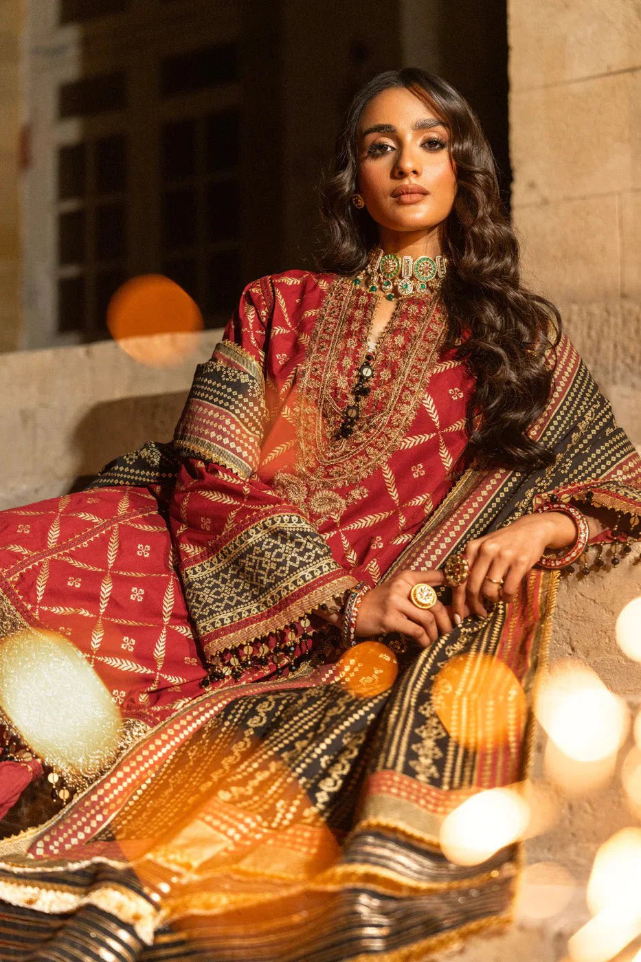 Alkaram | Spring Summer Festive 24 | Embroidered Cambric Red - Official Alkaram - Agha Fabrics UK