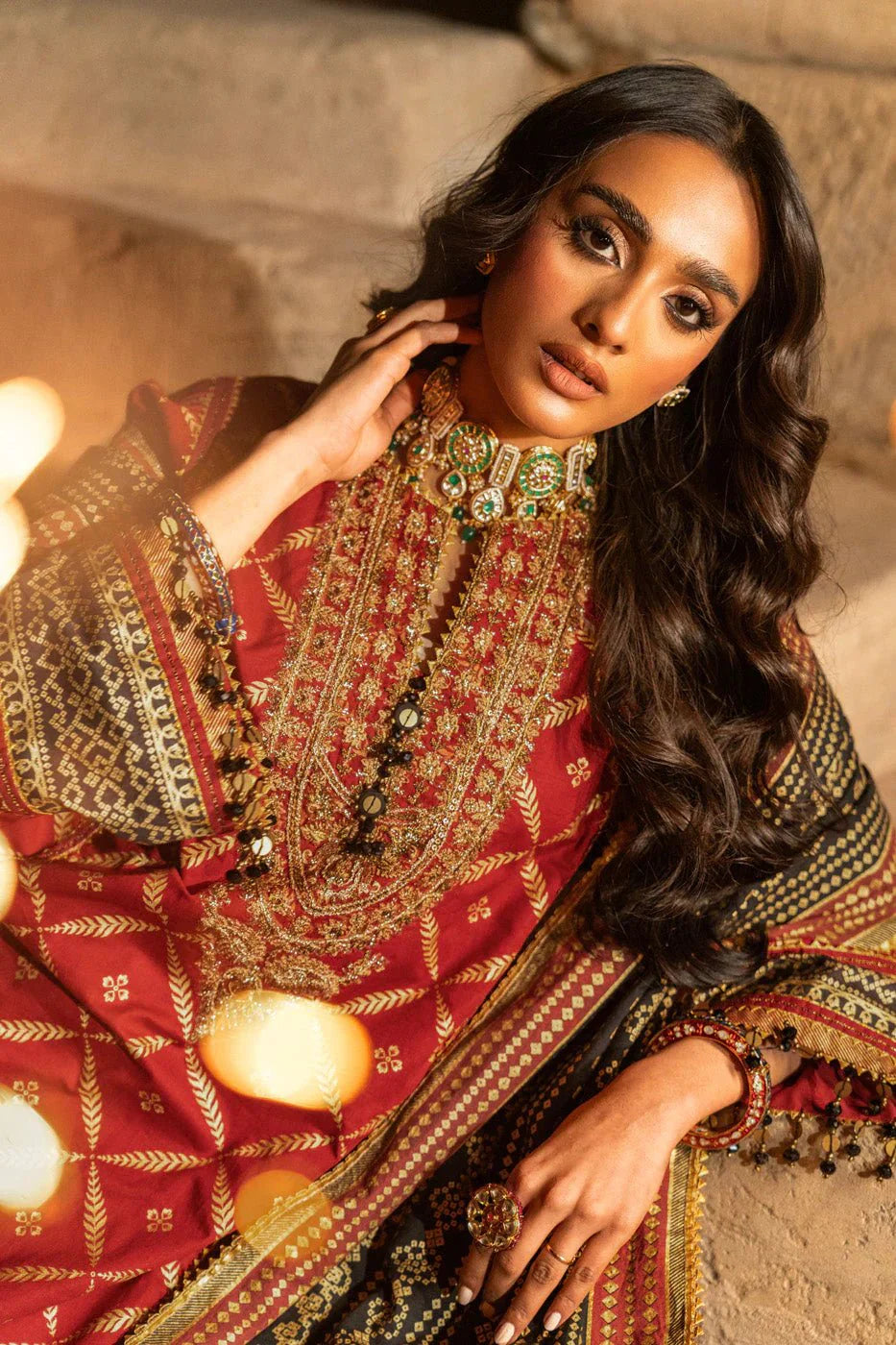 Alkaram | Spring Summer Festive 24 | Embroidered Cambric Red - Official Alkaram - Agha Fabrics UK