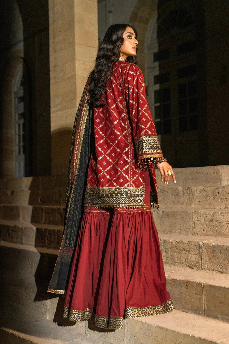 Alkaram | Spring Summer Festive 24 | Embroidered Cambric Red - Official Alkaram - Agha Fabrics UK