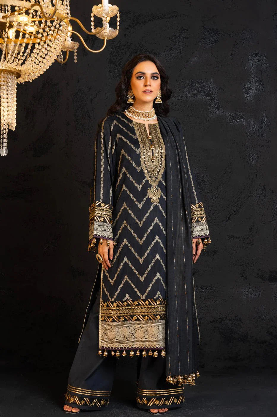 Alkaram | Spring Summer Festive 24 | Embroidered Dobby Black - Official Alkaram - Agha Fabrics UK