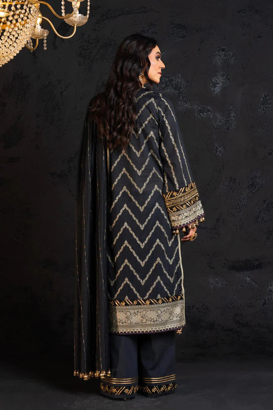 Alkaram | Spring Summer Festive 24 | Embroidered Dobby Black - Official Alkaram - Agha Fabrics UK