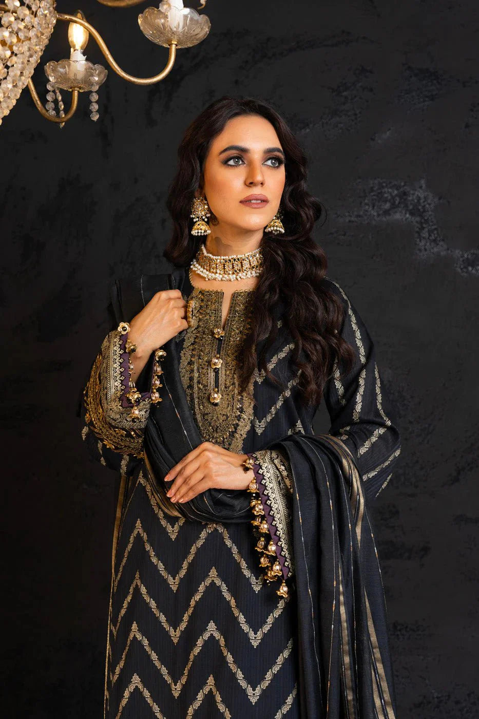 Alkaram | Spring Summer Festive 24 | Embroidered Dobby Black - Official Alkaram - Agha Fabrics UK