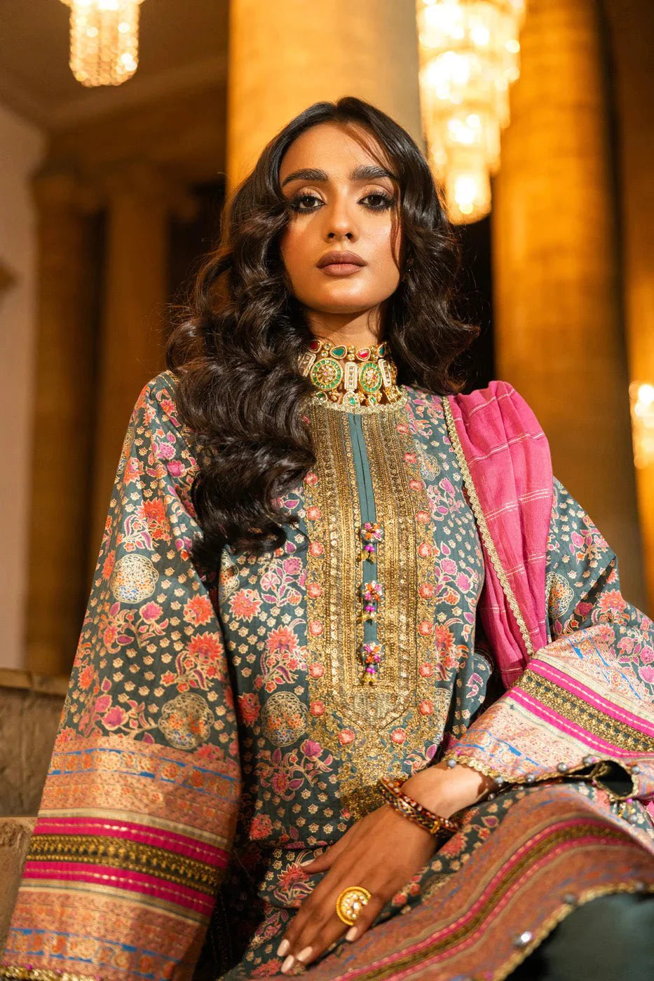 Alkaram | Spring Summer Festive 24 | Embroidered Dobby Bluish Grey - Official Alkaram - Agha Fabrics UK