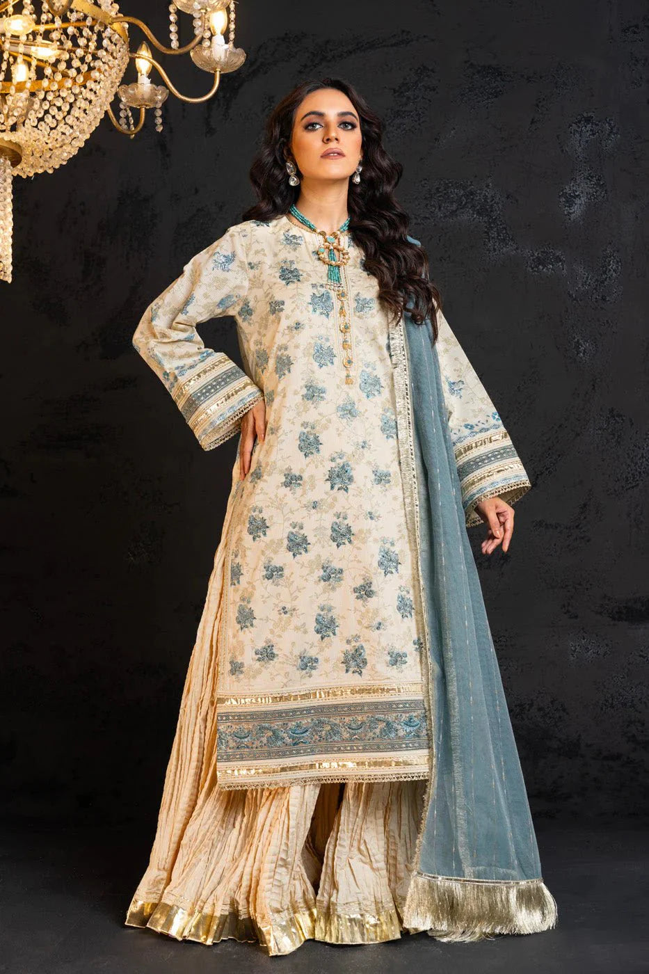 Alkaram | Spring Summer Festive 24 | Embroidered Dobby Cream - Official Alkaram - Agha Fabrics UK