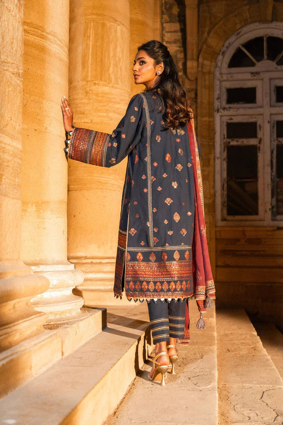 Alkaram | Spring Summer Festive 24 | Embroidered Dobby Dark Blue - Official Alkaram - Agha Fabrics UK