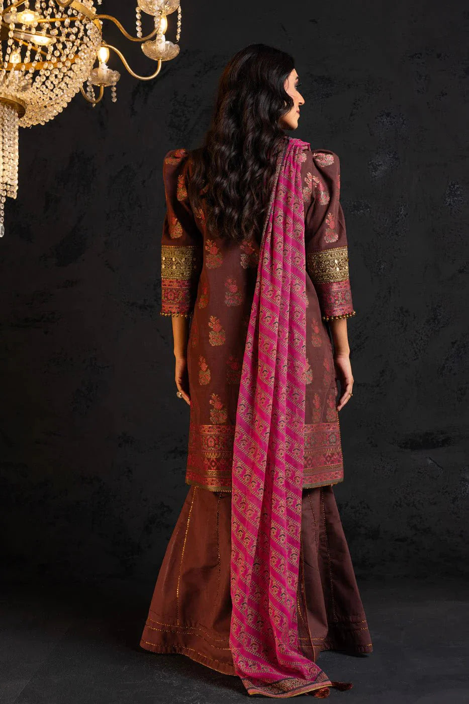 Alkaram | Spring Summer Festive 24 | Embroidered Jacquard Brown - Official Alkaram - Agha Fabrics UK