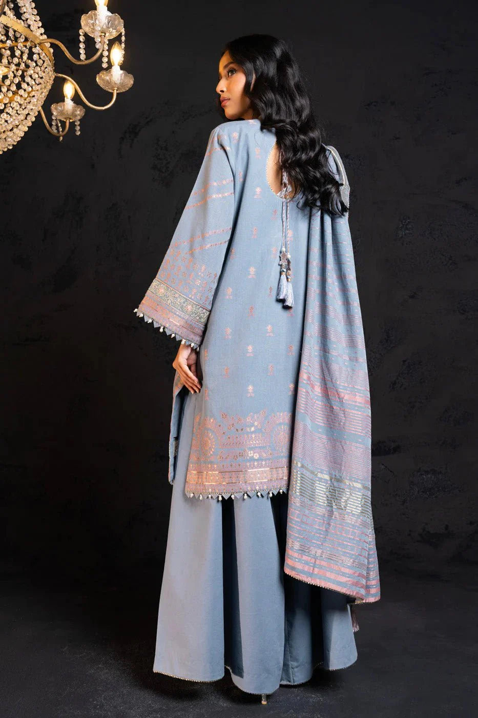 Alkaram | Spring Summer Festive 24 | Embroidered Jacquard Grey - Official Alkaram - Agha Fabrics UK