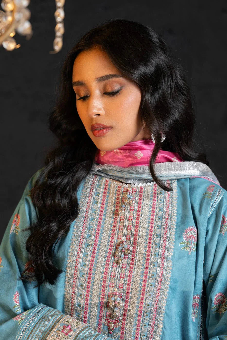 Alkaram | Spring Summer Festive 24 | Embroidered Jacquard Light Blue - Official Alkaram - Agha Fabrics UK