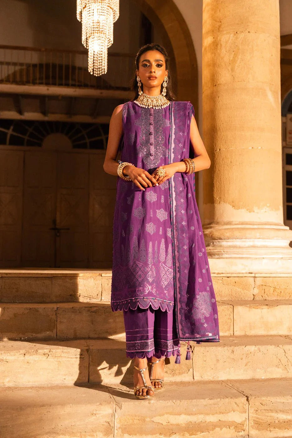 Alkaram | Spring Summer Festive 24 | Embroidered Jacquard Purple - Official Alkaram - Agha Fabrics UK