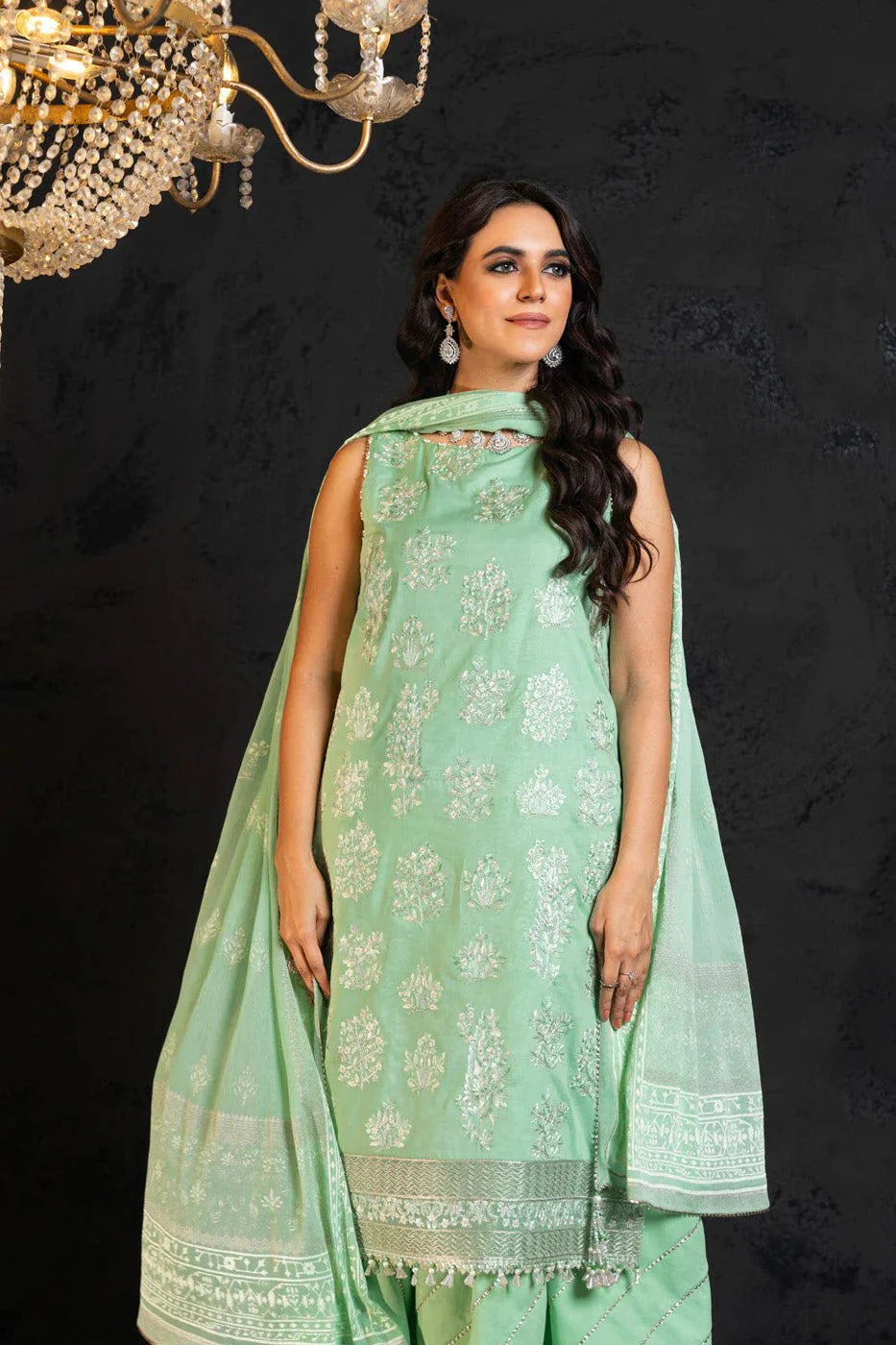 Alkaram | Spring Summer Festive 24 | Embroidered Lawn Mint - Official Alkaram - Agha Fabrics UK