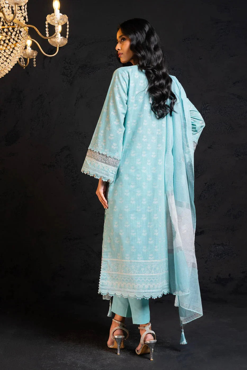 Alkaram | Spring Summer Festive 24 | Embroidered Two Way Slub Sky Blue - Official Alkaram - Agha Fabrics UK