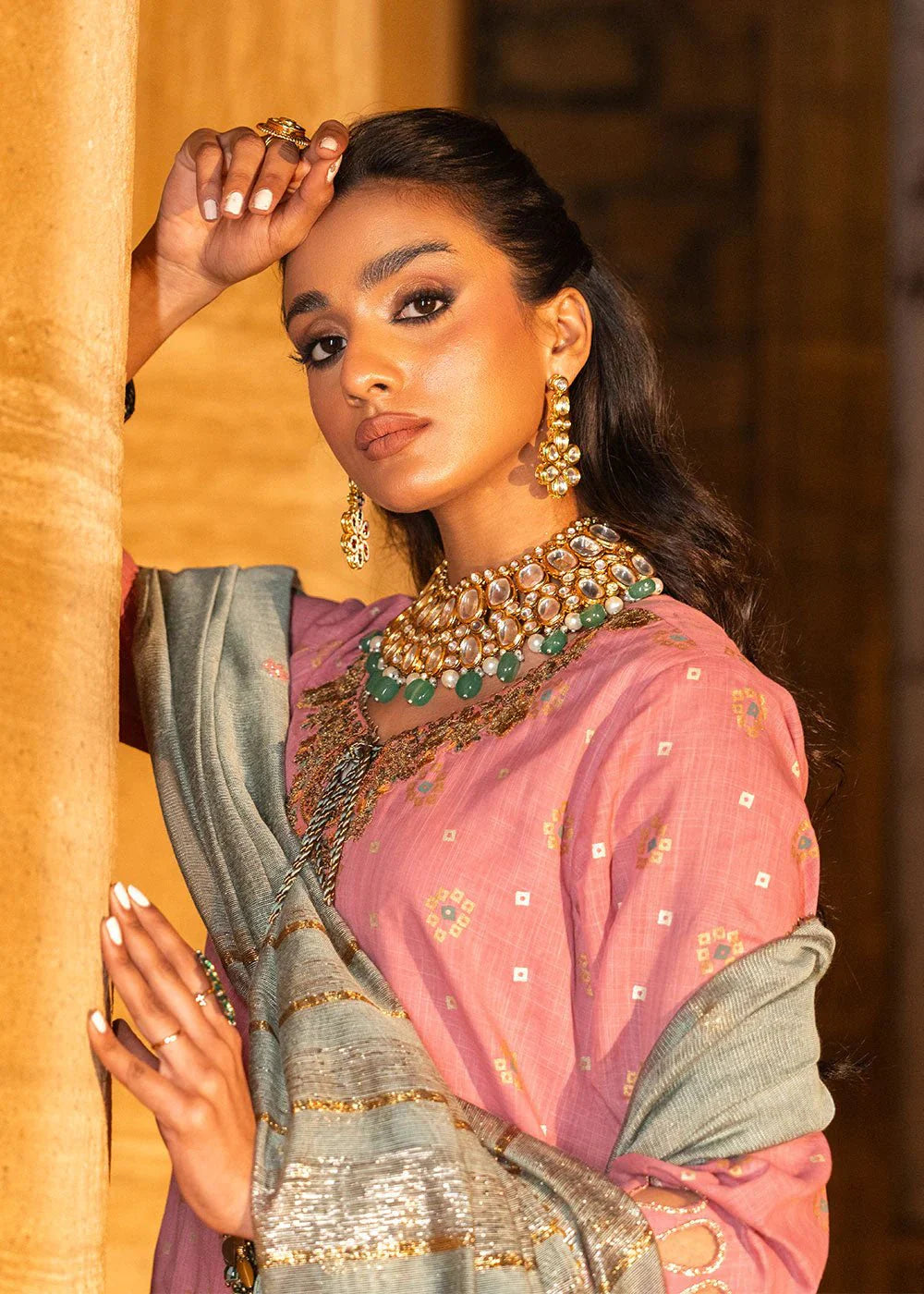 Alkaram | Spring Summer Festive 24 | Embroidered Two Way Slub Tea Pink - Official Alkaram - Agha Fabrics UK