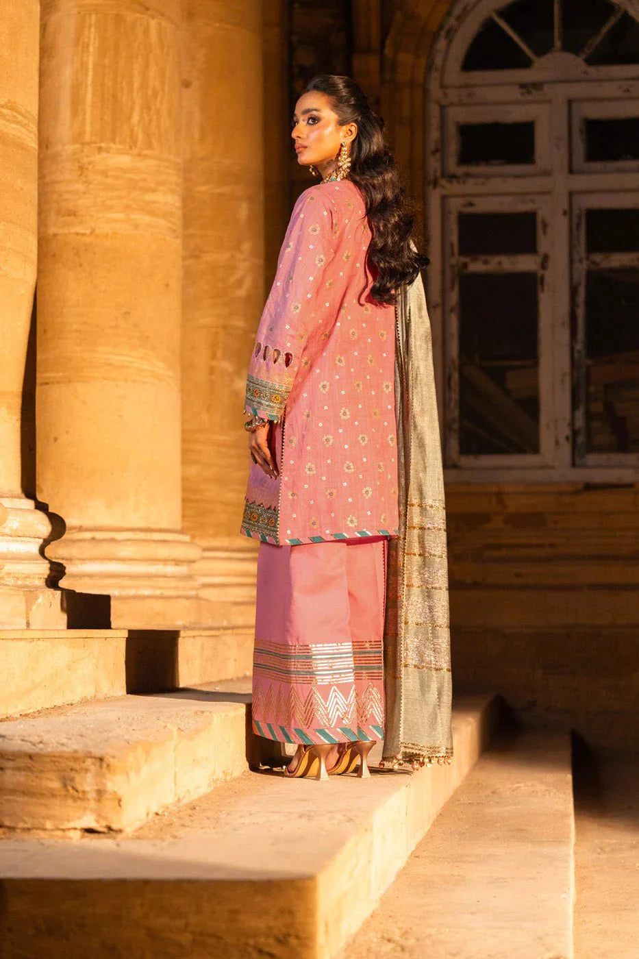 Alkaram | Spring Summer Festive 24 | Embroidered Two Way Slub Tea Pink - Official Alkaram - Agha Fabrics UK