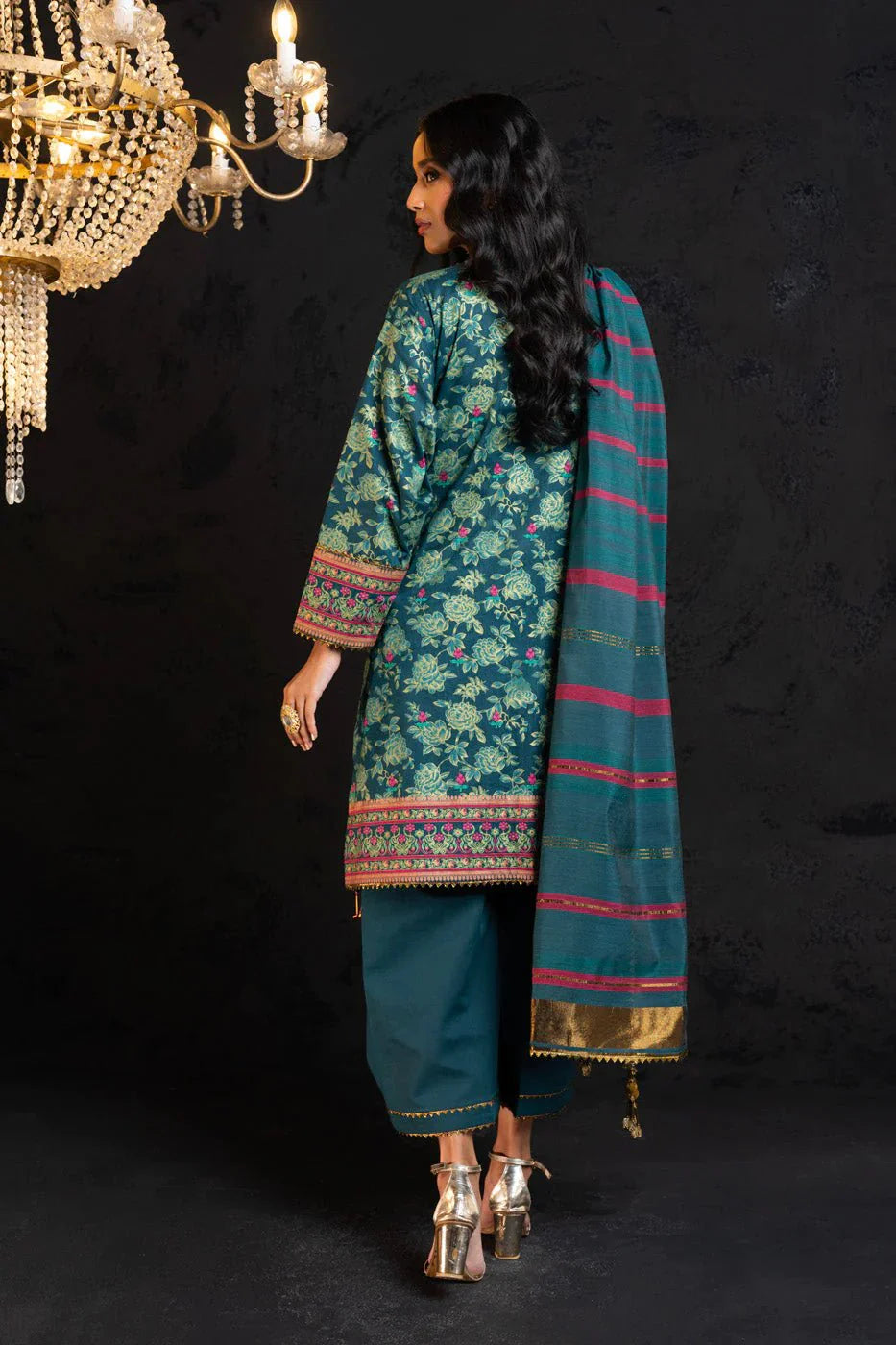 Alkaram | Spring Summer Festive 24 | Embroidered Two Way Slub Teal - Official Alkaram - Agha Fabrics UK