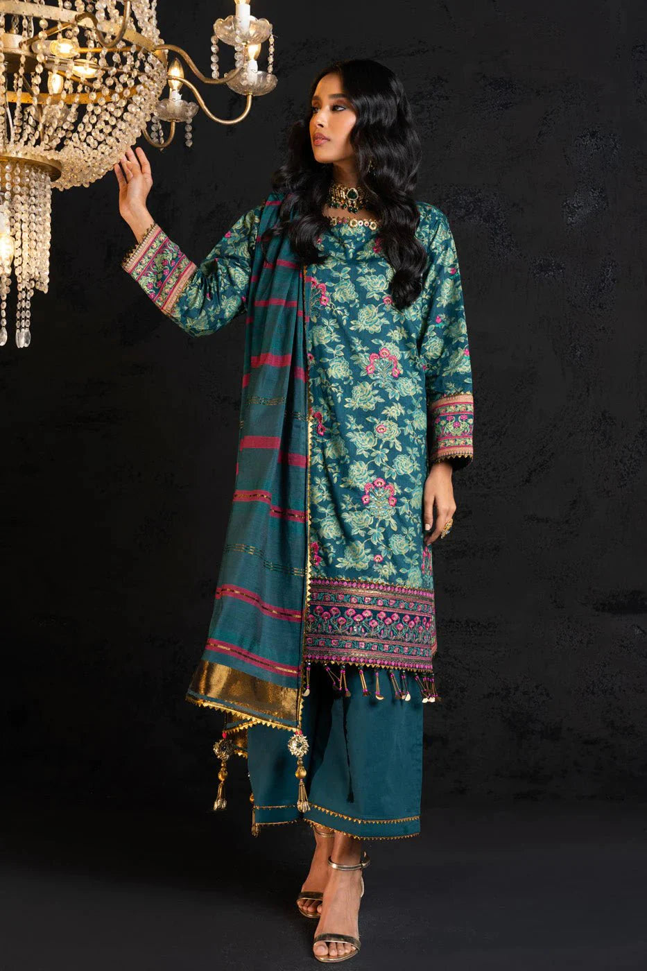 Alkaram | Spring Summer Festive 24 | Embroidered Two Way Slub Teal - Official Alkaram - Agha Fabrics UK