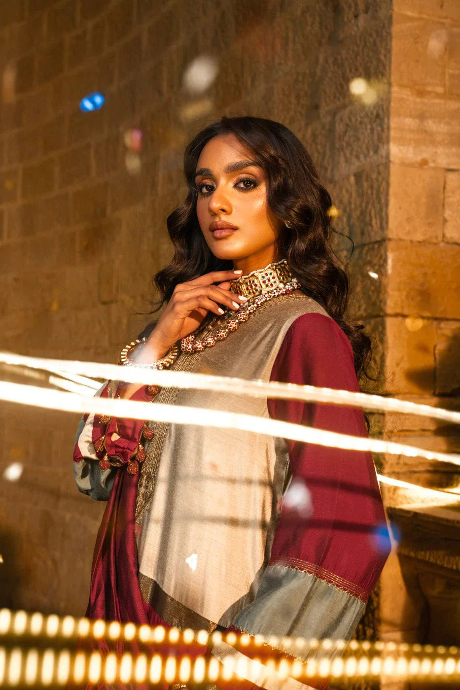 Alkaram | Spring Summer Festive 24 | Embroidered Yarn Dyed Beige - Official Alkaram - Agha Fabrics UK