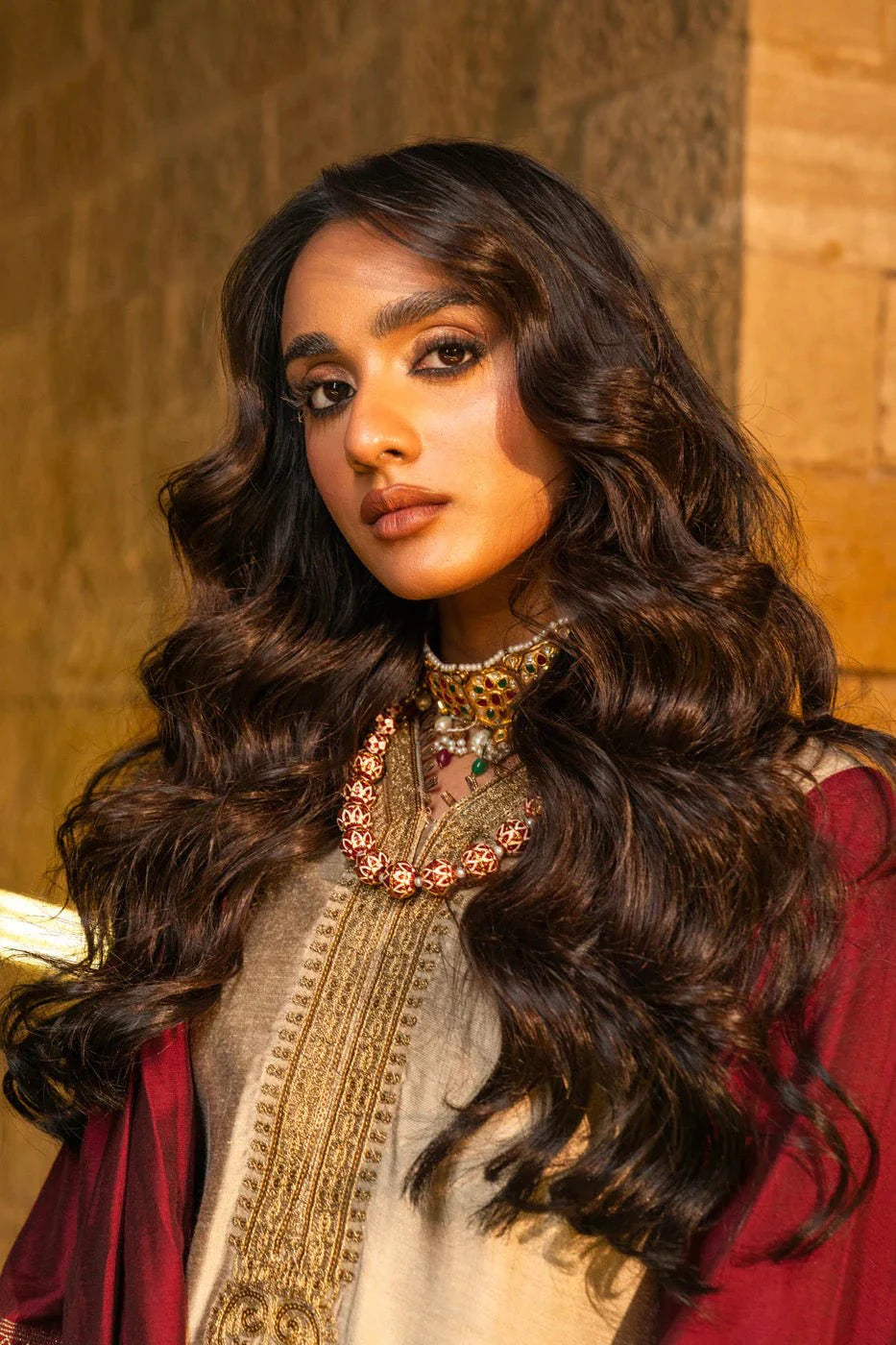 Alkaram | Spring Summer Festive 24 | Embroidered Yarn Dyed Beige - Official Alkaram - Agha Fabrics UK