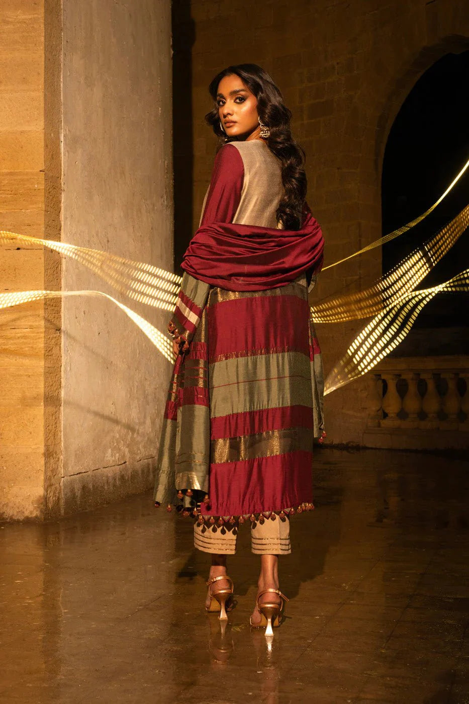 Alkaram | Spring Summer Festive 24 | Embroidered Yarn Dyed Beige - Official Alkaram - Agha Fabrics UK