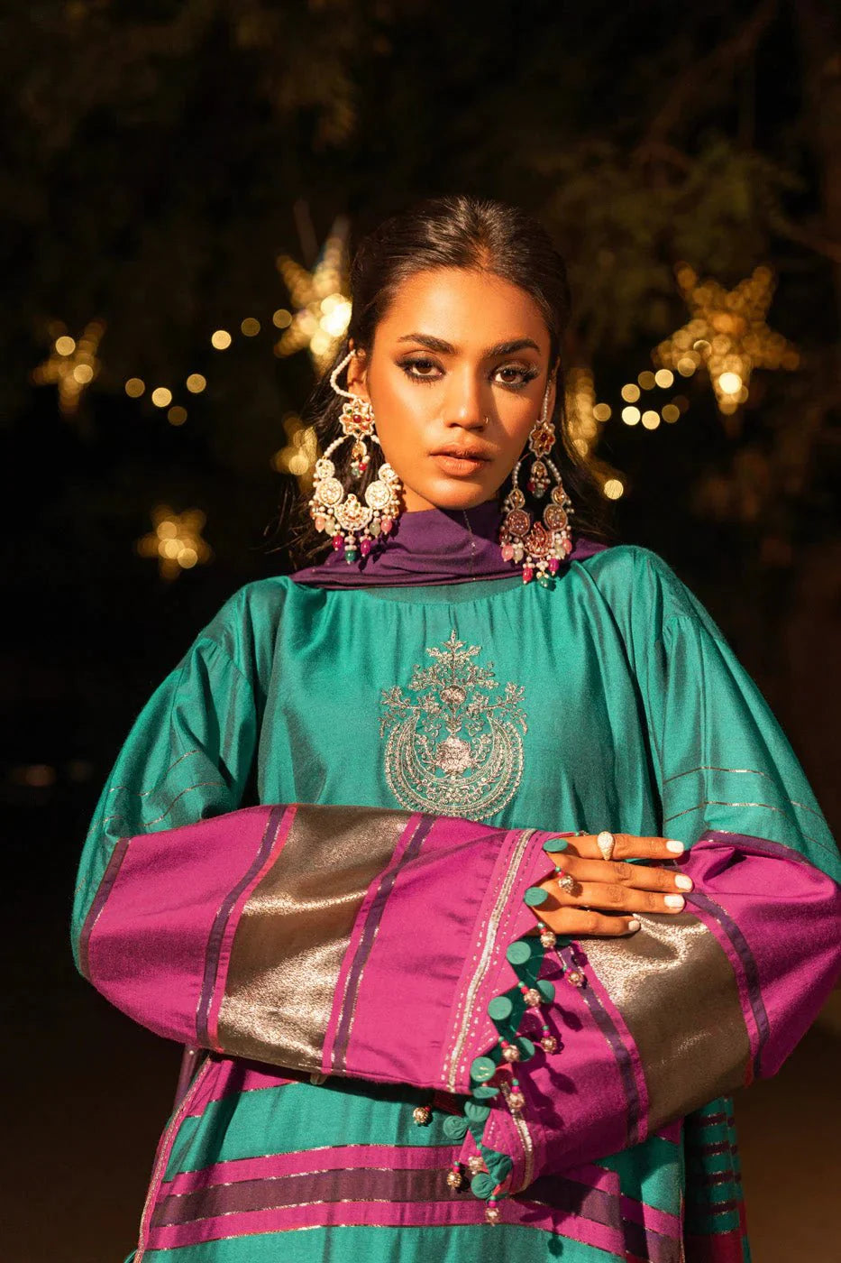 Alkaram | Spring Summer Festive 24 | Embroidered Yarn Dyed Teal - Official Alkaram - Agha Fabrics UK