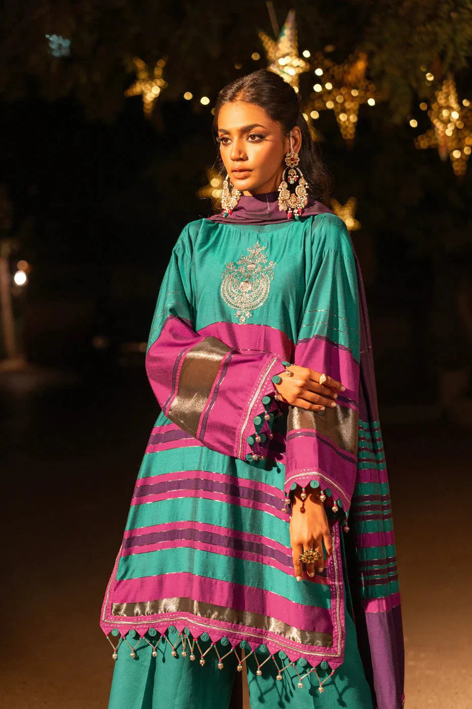 Alkaram | Spring Summer Festive 24 | Embroidered Yarn Dyed Teal - Official Alkaram - Agha Fabrics UK