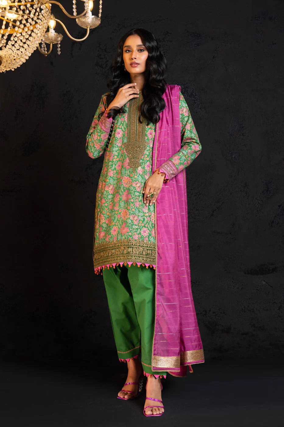 Alkaram | Spring Summer Festive 24 | Embroidered Dobby Green - Official Alkaram - Agha Fabrics UK