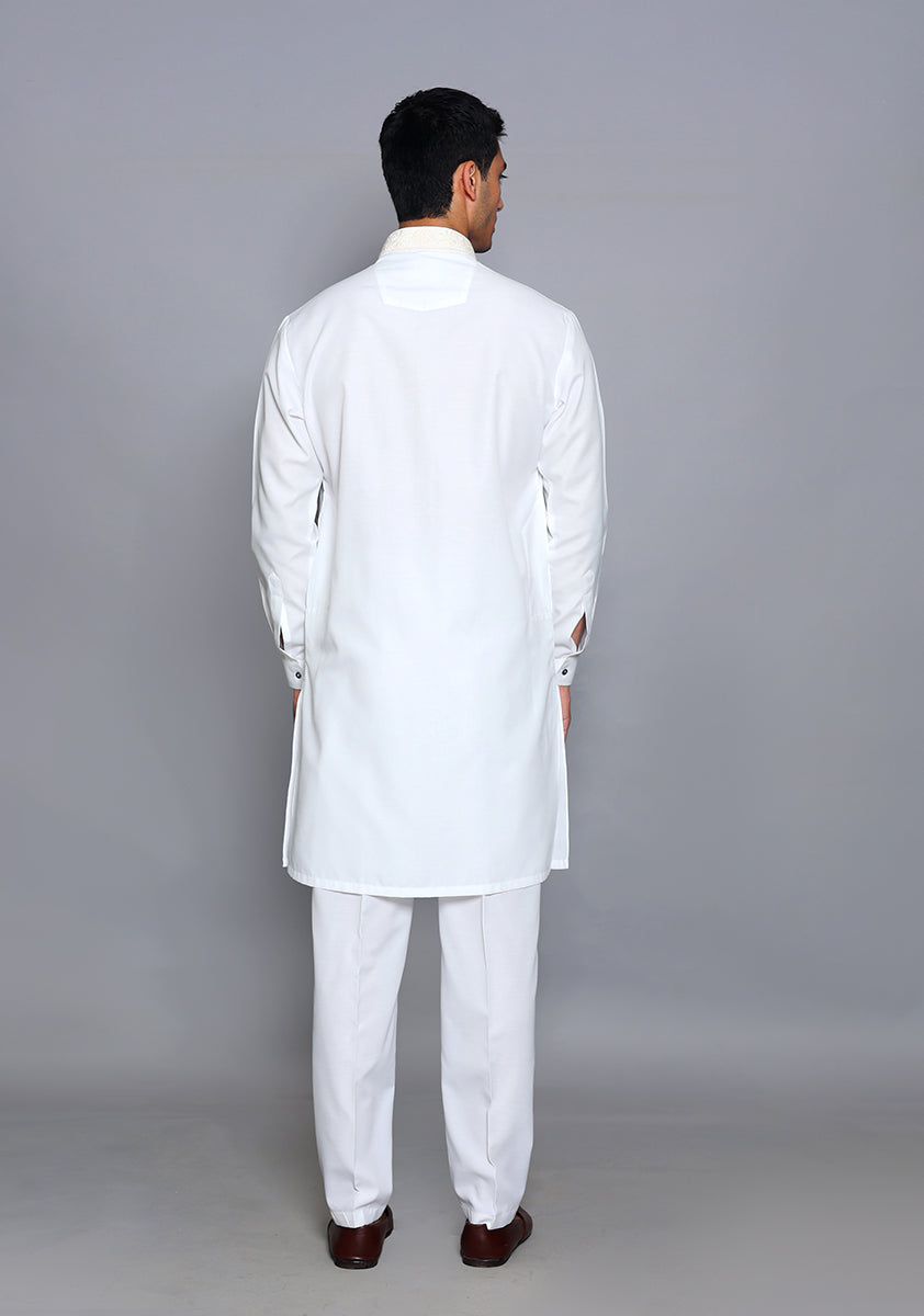 Pakistani Menswear | Amir Adnan - Basic Cotton Silk Cloud Dancer Slim Fit Embroidered Suit