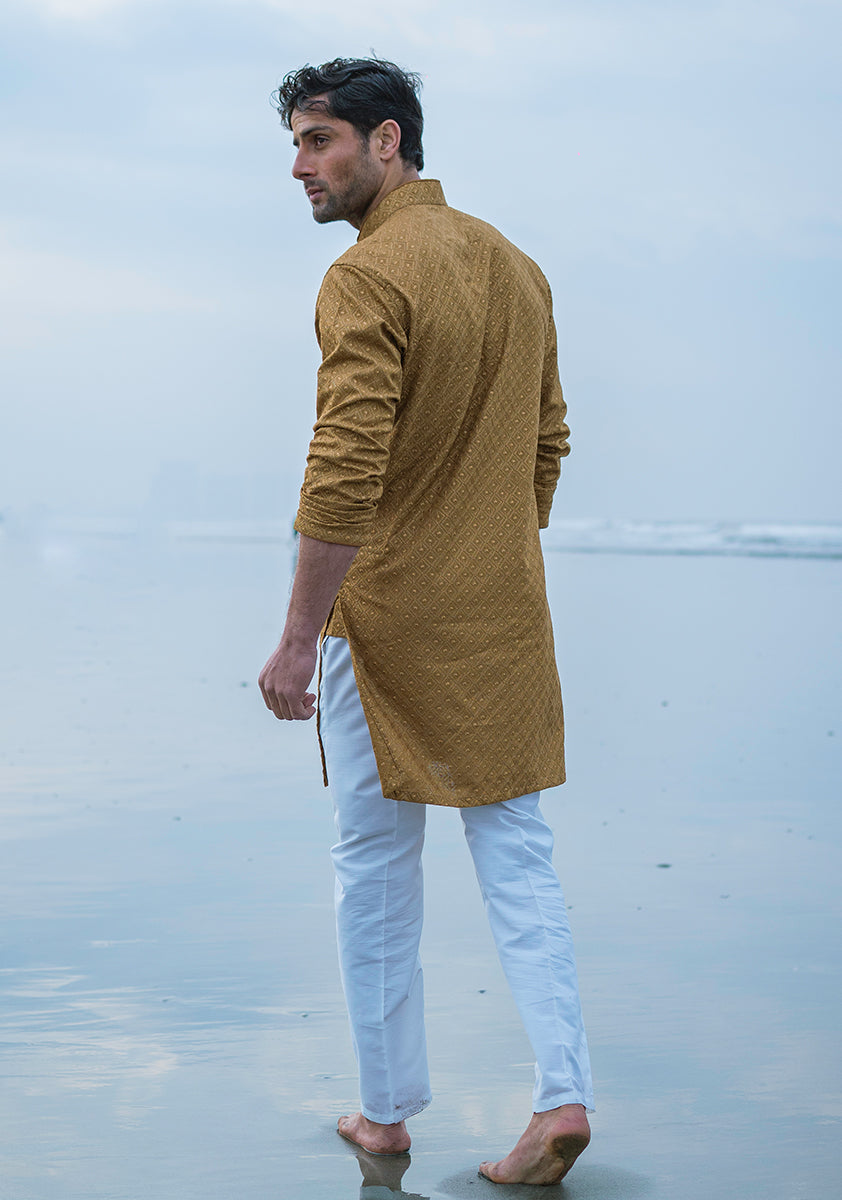 Pakistani Menswear | Amir Adnan - Basic Cotton Dijon Slim Fit Kurta