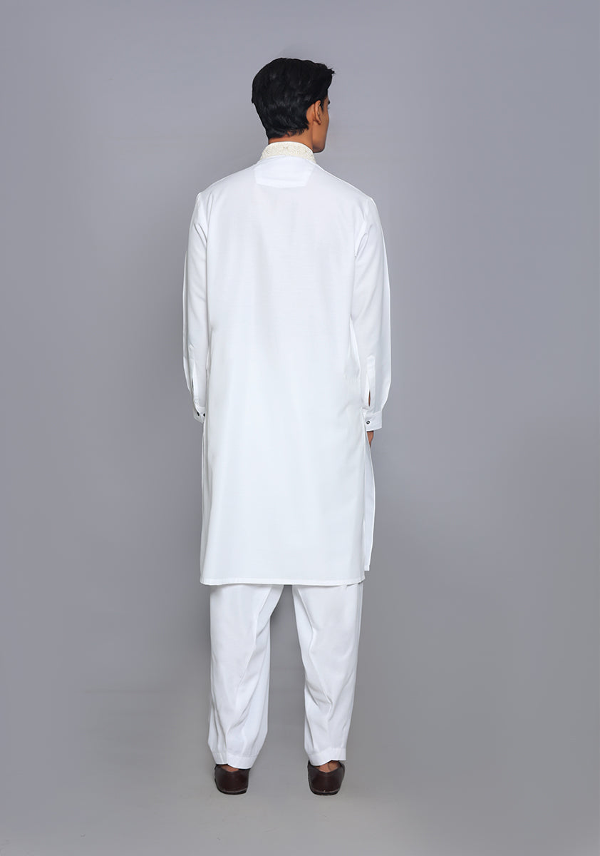 Pakistani Menswear | Amir Adnan - Basic Cotton Silk Cloud Dancer Classic Fit Embroidered Suit