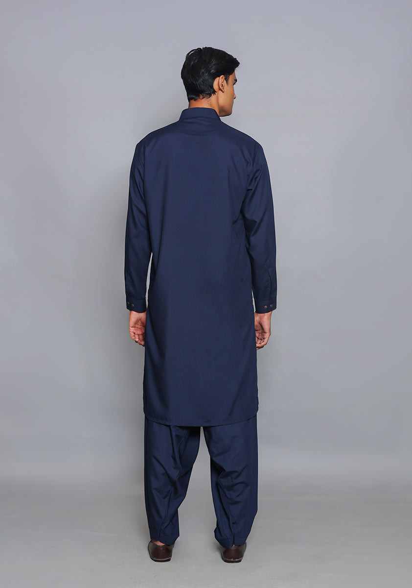 Pakistani Menswear | Amir Adnan - Basic Poly Viscose Navy Blazer Classic Fit Suit