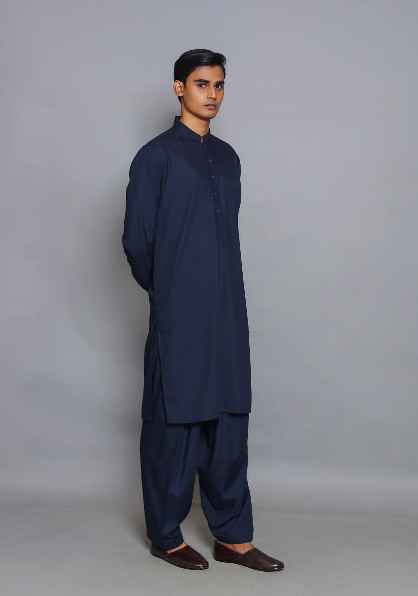 Pakistani Menswear | Amir Adnan - Basic Poly Viscose Navy Blazer Classic Fit Suit