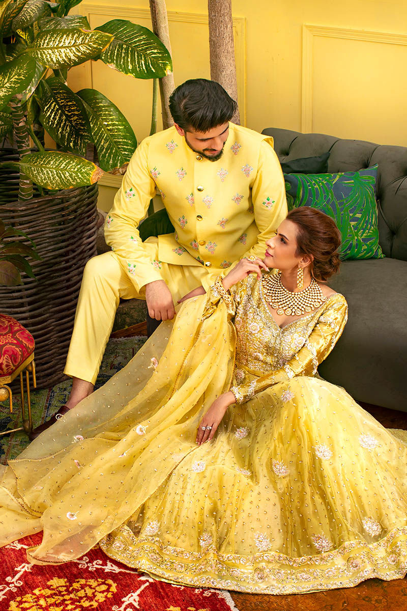 Pakistani Menswear | Ansab Jahangir | YELLOW RENDEZVOUS