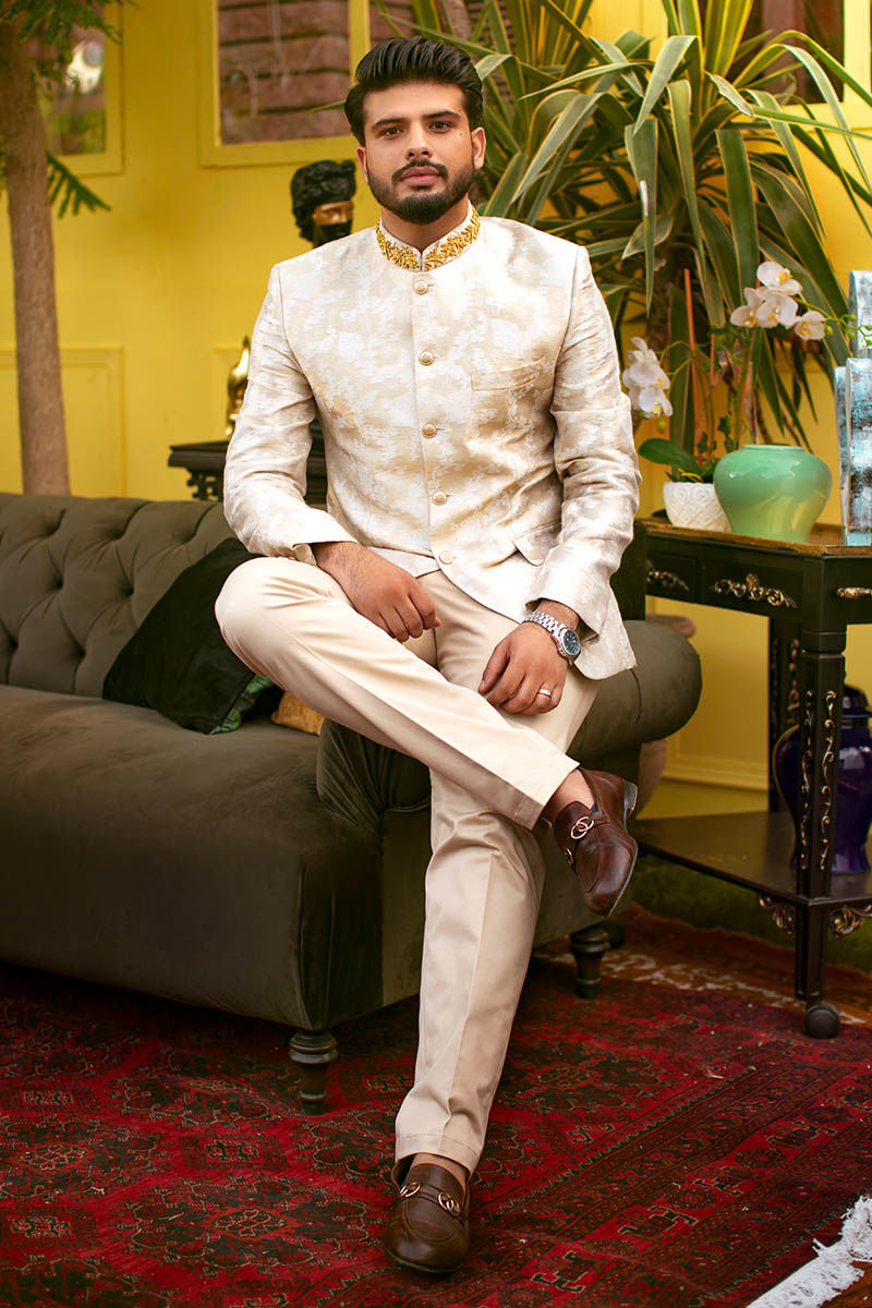 Pakistani Menswear | Ansab Jahangir | IVORY BLUSH