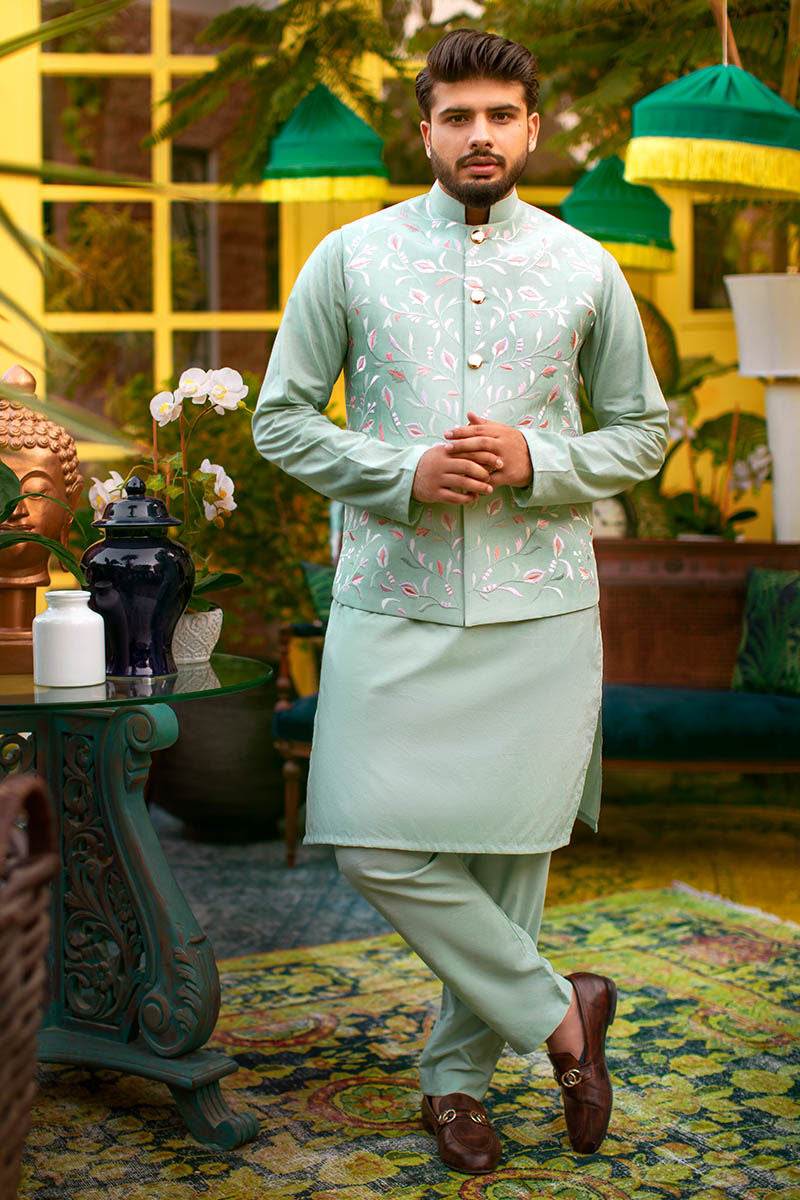 Pakistani Menswear | Ansab Jahangir | ICE BLUE JEWEL