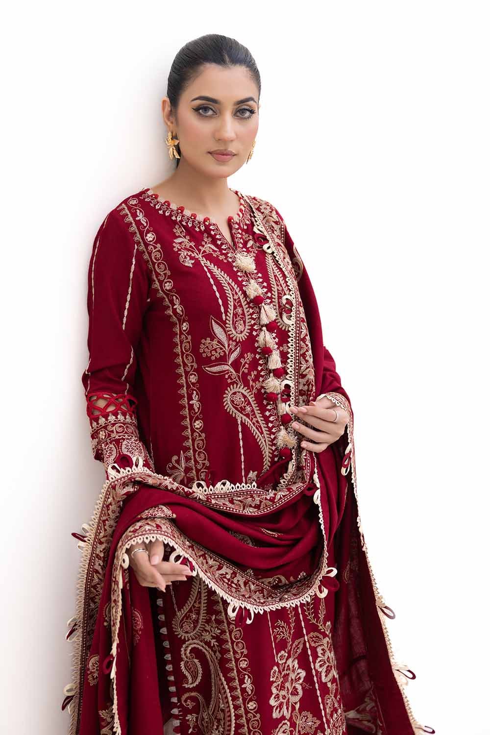 Gul Ahmed | Winter Collection 24 | Acrylic Dupatta AP-42009 - Official Gul Ahmed - Agha Fabrics UK