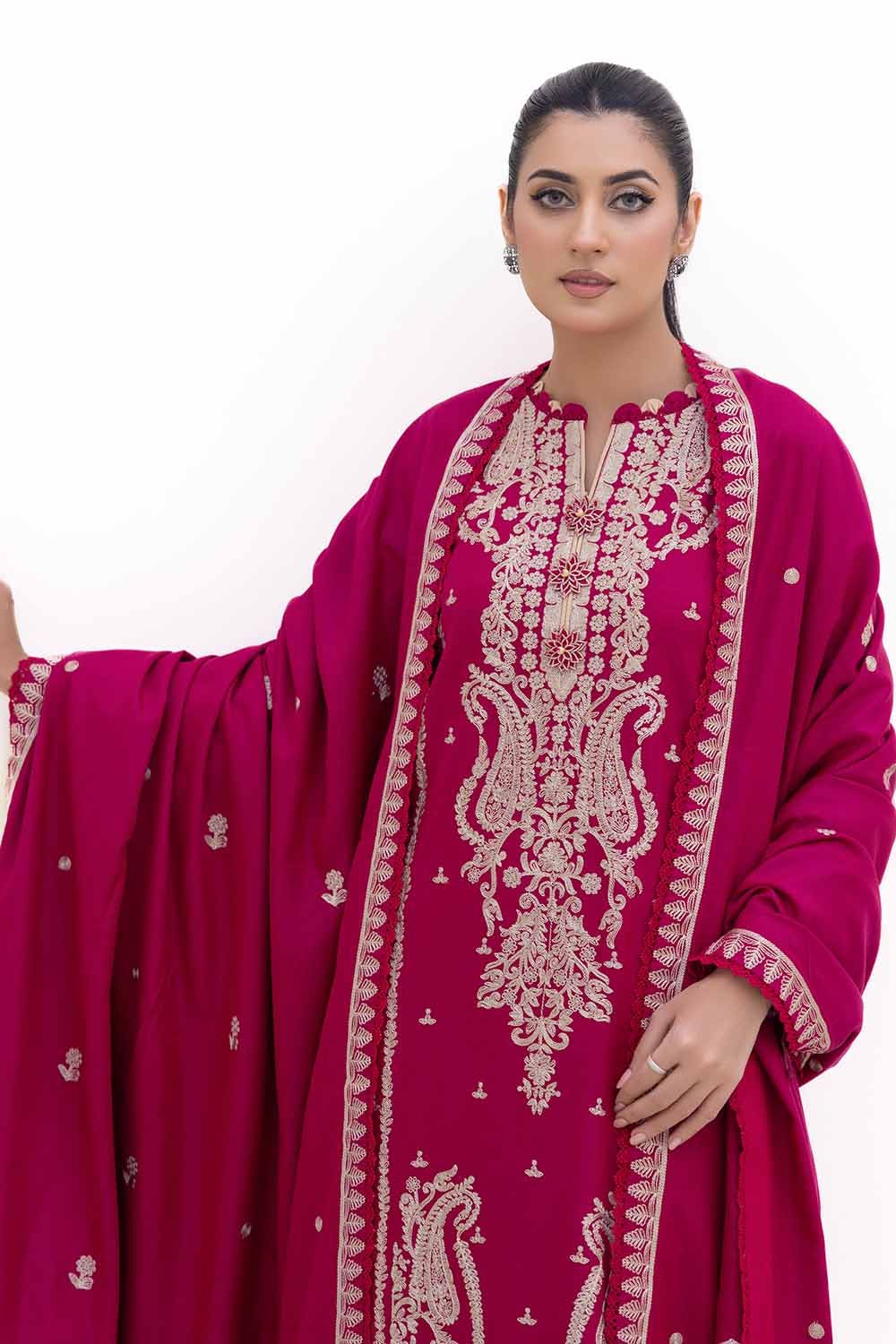 Gul Ahmed | Winter Collection 24 | Acrylic Dupatta AP-42014 - Official Gul Ahmed - Agha Fabrics UK