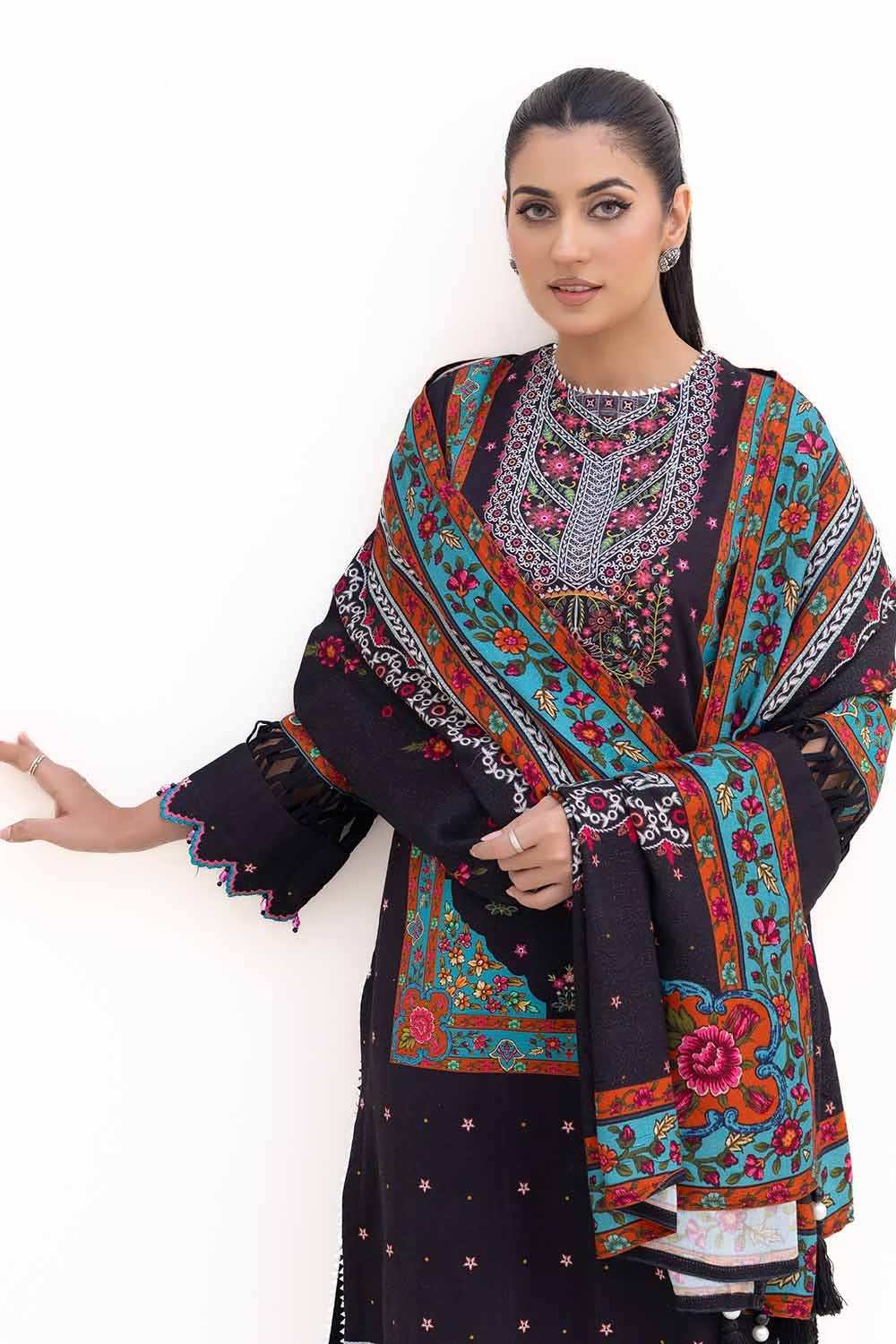 Gul Ahmed | Winter Collection 24 | Khaddar Suit with Printed Pashmina Dupatta AP-42030 - Official Gul Ahmed - Agha Fabrics UK