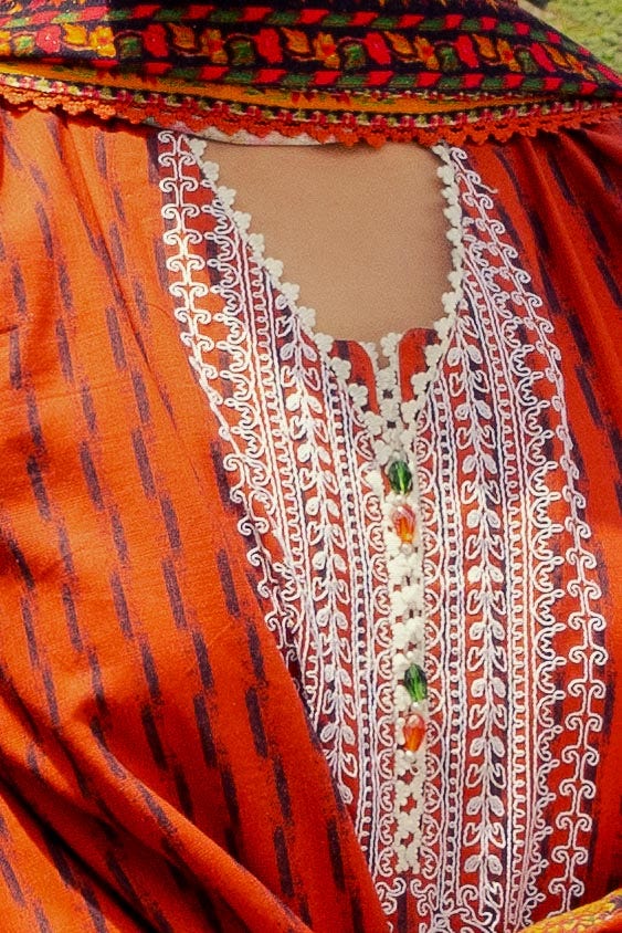 Gul Ahmed | Winter Collection 24 | Khaddar Suit with Printed Pashmina Dupatta AP-42048 - Official Gul Ahmed - Agha Fabrics UK