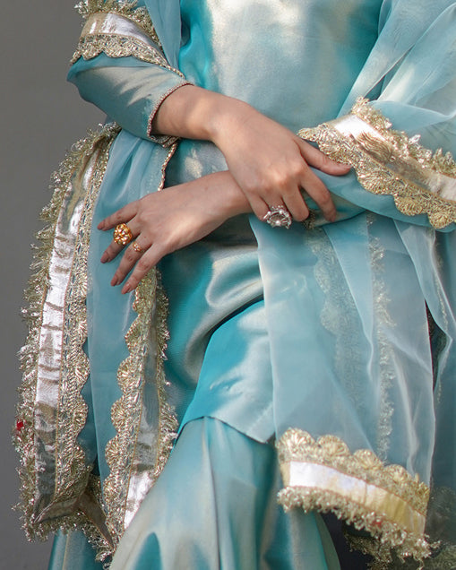 Zar | Gharara Formals | Aqua - Official Zar - Agha Fabrics UK