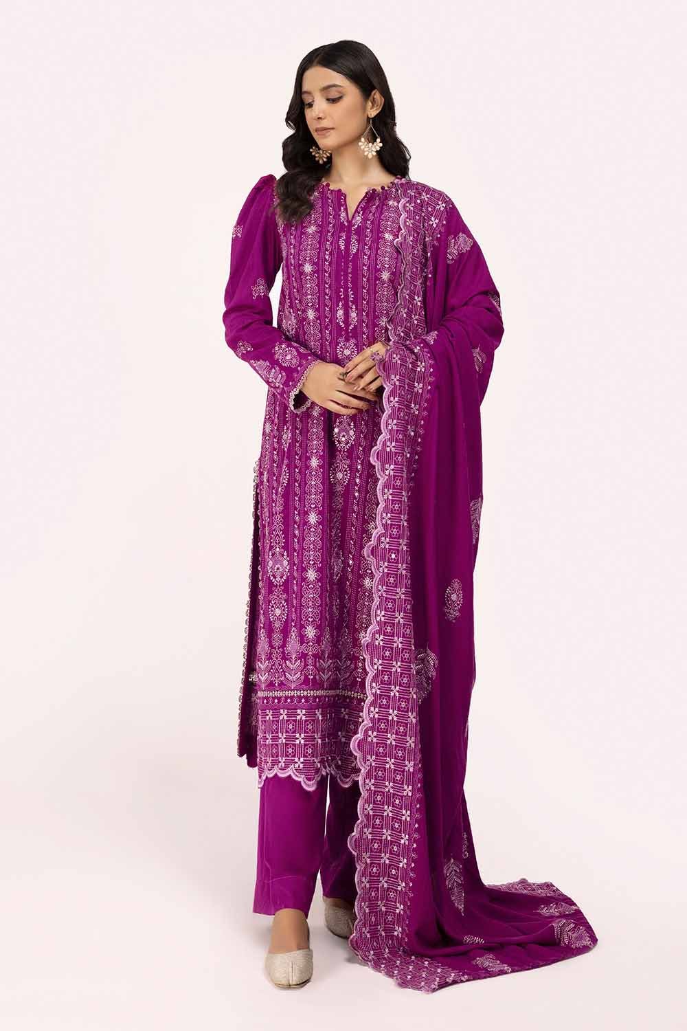Gul Ahmed | Winter Collection 24 | Karandi Dupatta AY-42009 - Official Gul Ahmed - Agha Fabrics UK