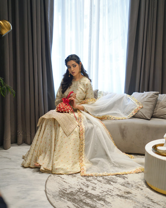 Zar | Gharara Formals | Off White - Official Zar - Agha Fabrics UK
