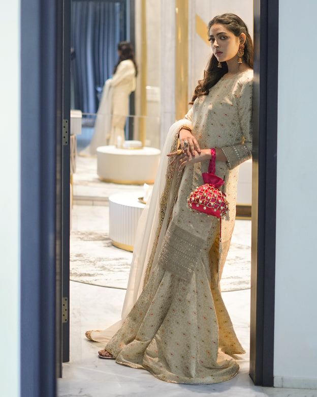 Zar | Gharara Formals | Off White - Official Zar - Agha Fabrics UK