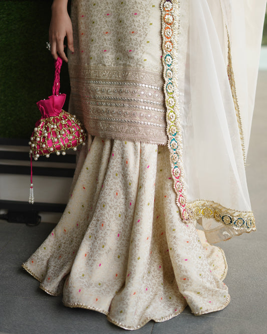 Zar | Gharara Formals | Off White - Official Zar - Agha Fabrics UK