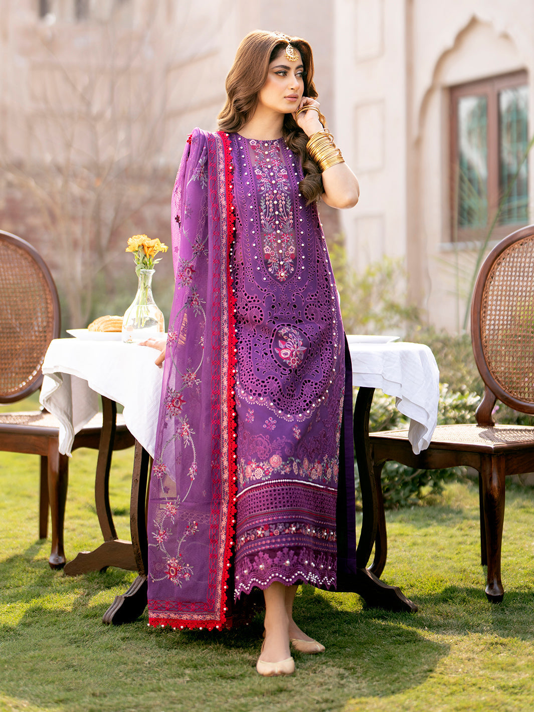 Binilyas | Dilbaro Embroidered Festive Lawn 24 | 404-A - Official Bin Ilyas - Agha Fabrics UK