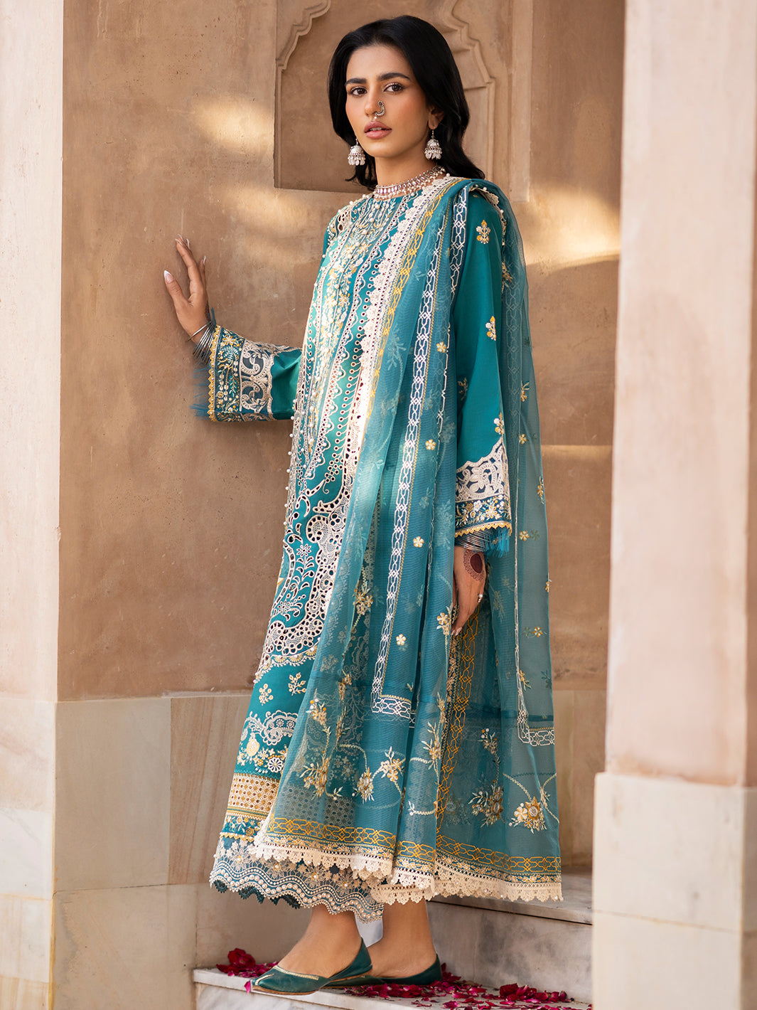 Binilyas | Dilbaro Embroidered Festive Lawn 24 | 404-B - Official Bin Ilyas - Agha Fabrics UK
