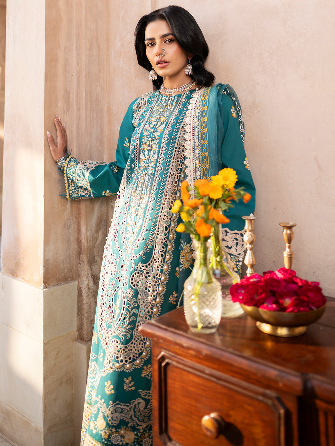 Binilyas | Dilbaro Embroidered Festive Lawn 24 | 404-B - Official Bin Ilyas - Agha Fabrics UK