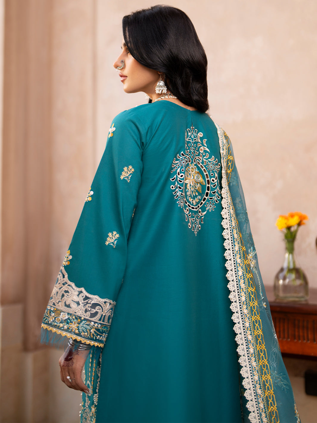 Binilyas | Dilbaro Embroidered Festive Lawn 24 | 404-B - Official Bin Ilyas - Agha Fabrics UK